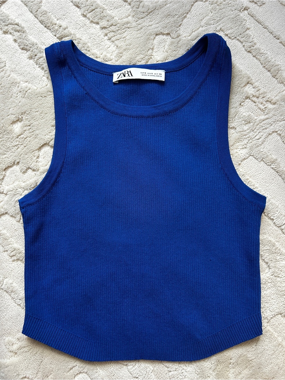 Zara Royal Blue Ribbed Crop Top / Tank Top